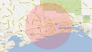 Map of Points of Interest within a 10 Mile Radius of Seaway Business Park in Gulfport, Mississippi